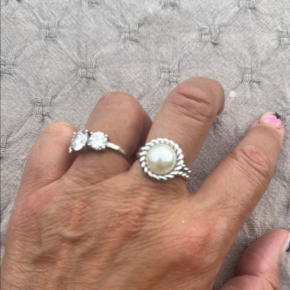 Elegant Park Lane Silver and Pearl Ring.